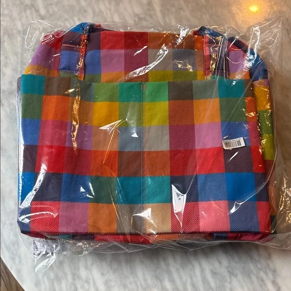 Baggu Madras Small Cloud Carry On Colorful Checkered Tote Bag - Picture 3 of 7